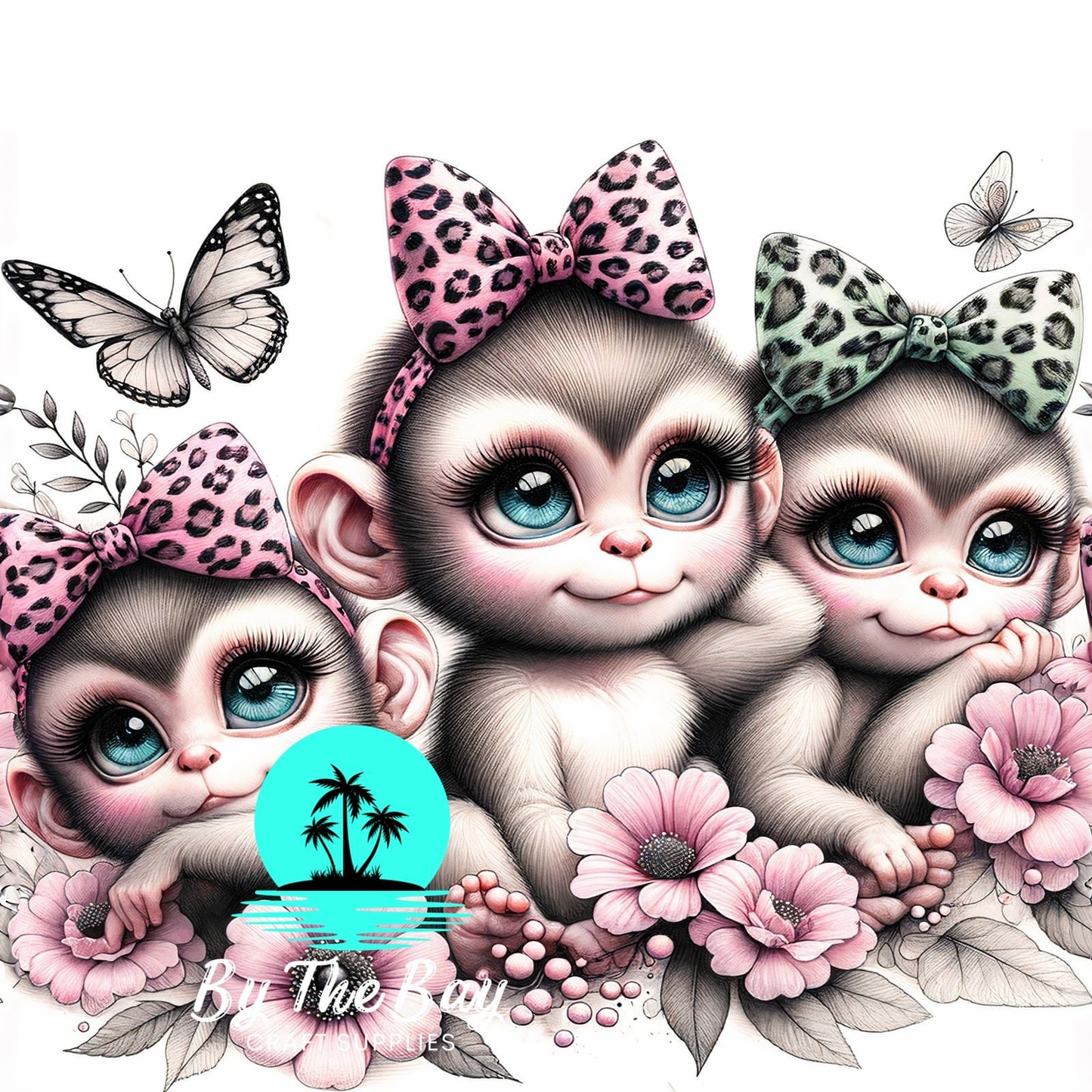 Cute monkeys with bows SUB PRINTS