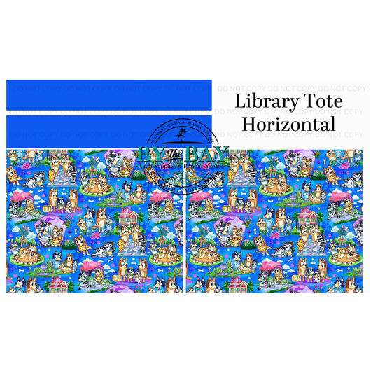 Blue Dog Horizontal Library Tote