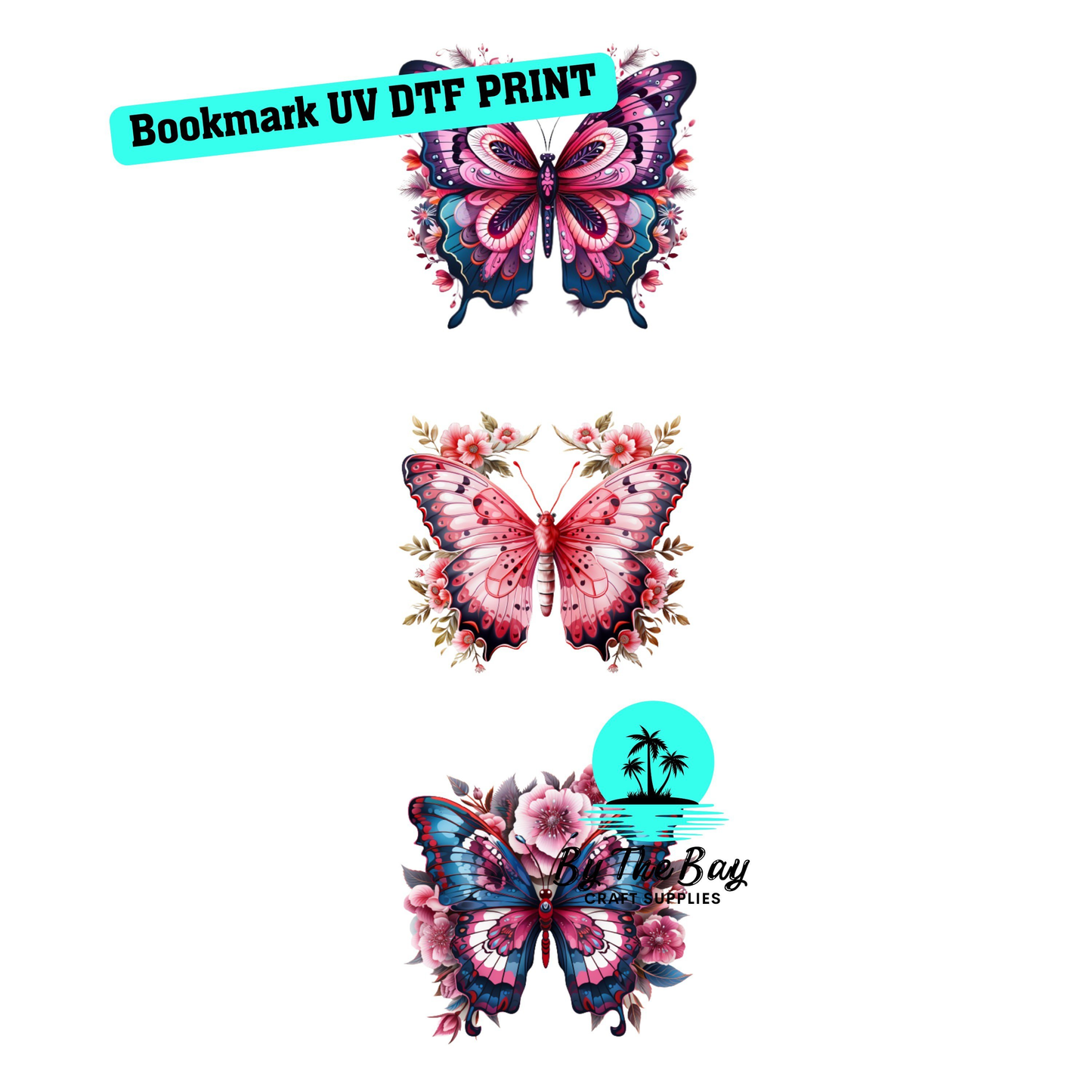 Pink Butterflies Bookmark Decal