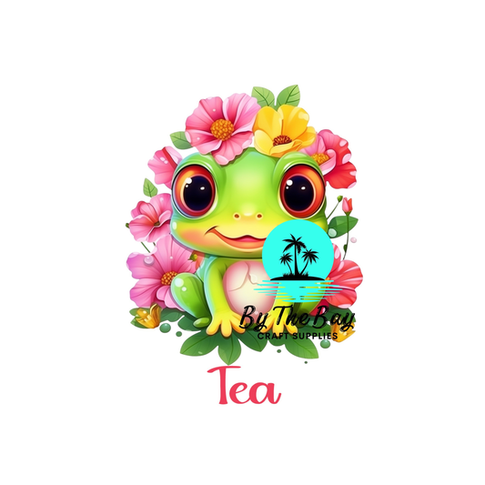 Cute Floral frog Tea/Coffee/Sugar uv decal