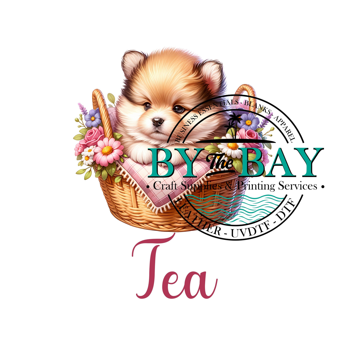 Cute Puppy Pink Tea/Coffee/Sugar uv decal