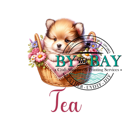 Cute Puppy Pink Tea/Coffee/Sugar uv decal