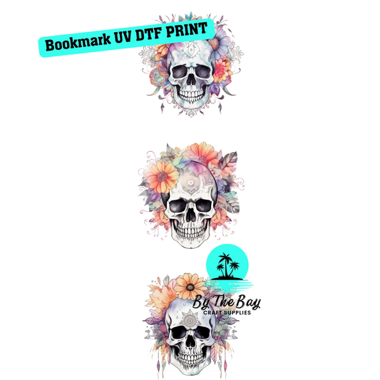 Floral Skull Bookmark Decal