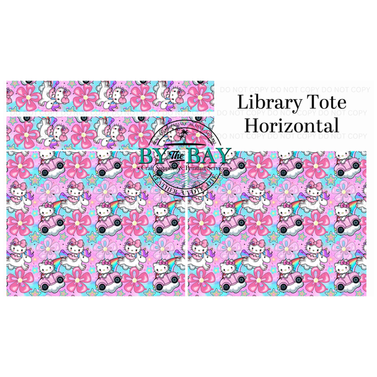 Kitty Unicorn Horizontal Library Tote