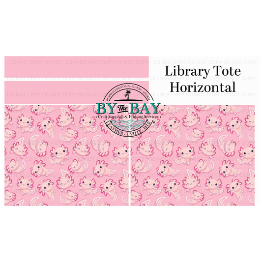 Pink Axolotils Horizontal Library Tote