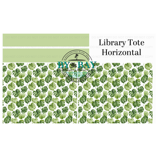 Monstera Horizontal Library Tote