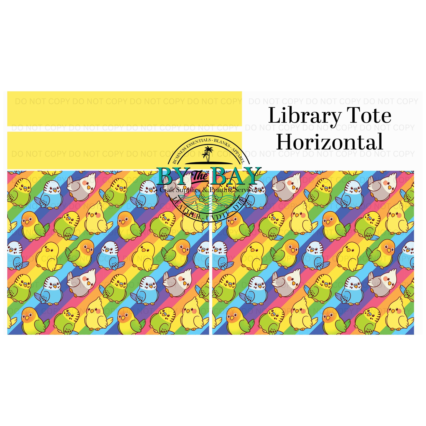 Rainbow Birds Horizontal Library Tote