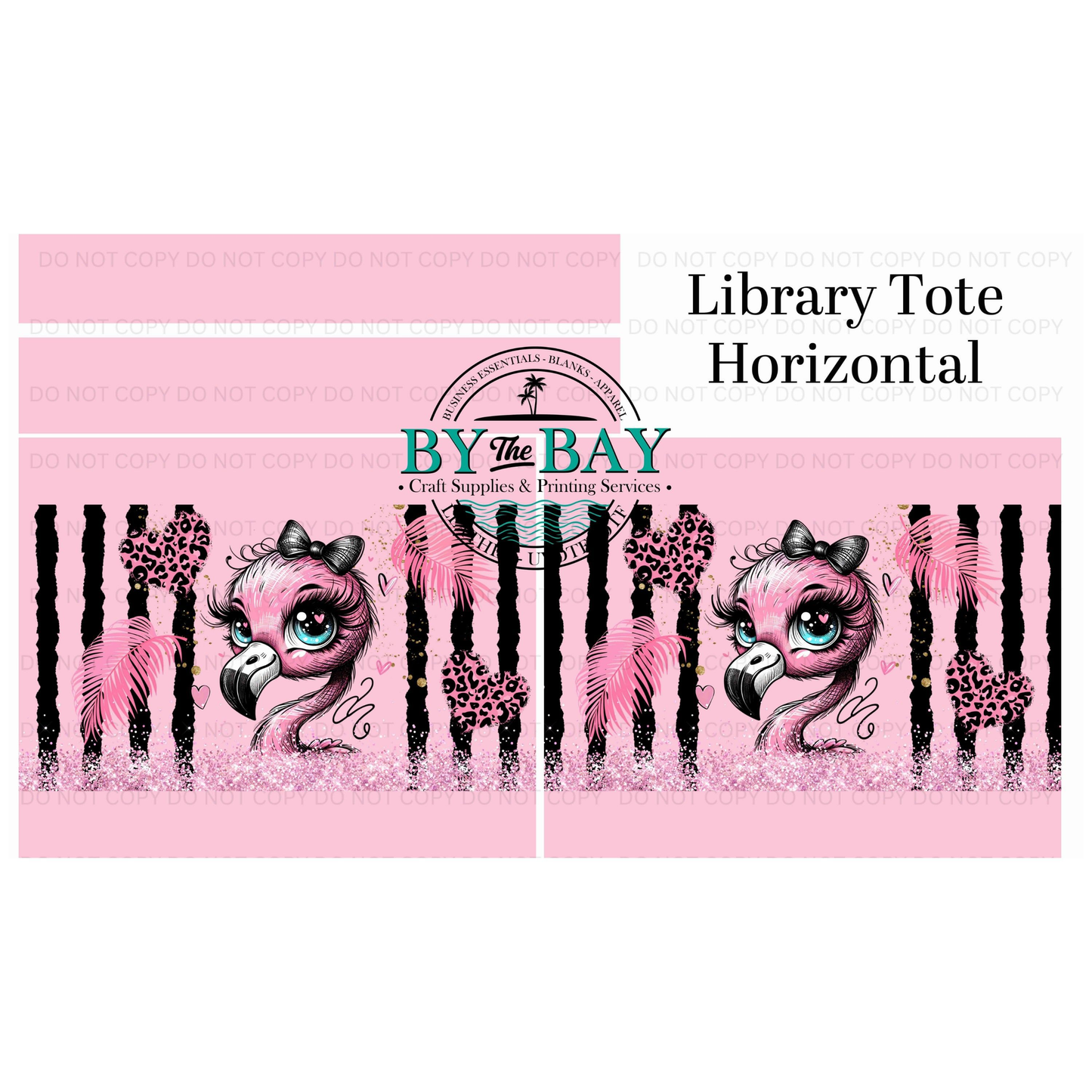 Flamingo Horizontal Library Tote