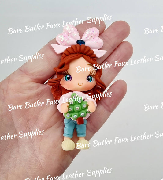 Christmas Girl and Holding Christmas Tree - Bare Butler Faux Leather Supplies 