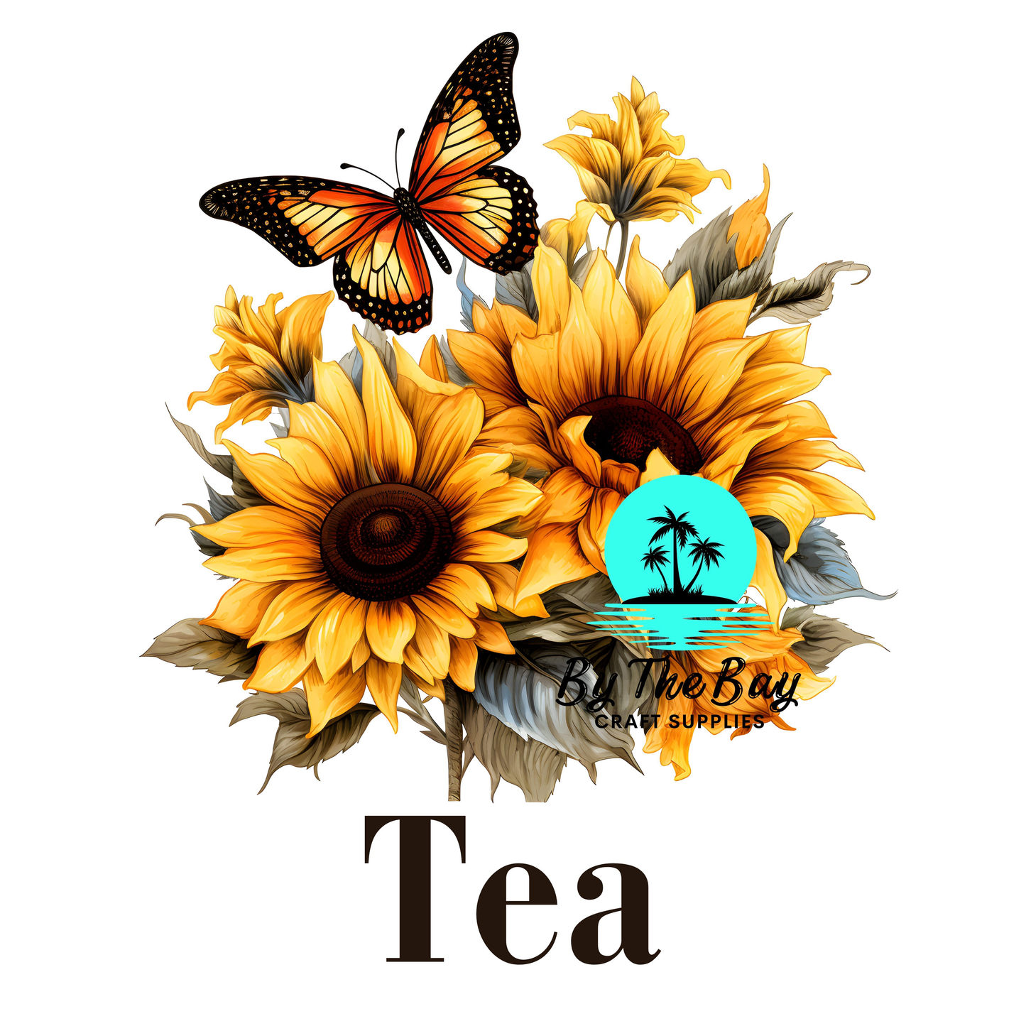 Sunflower Butterfly Tea/Coffee/Sugar jar decal