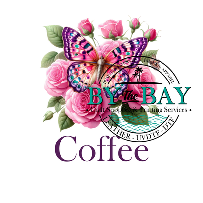 Pink Butterfly Flower Tea/Coffee/Sugar uv decal