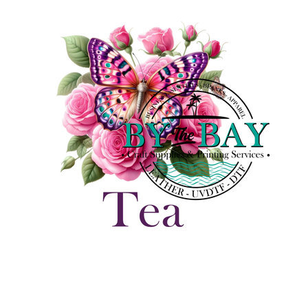 Pink Butterfly Flower Tea/Coffee/Sugar uv decal