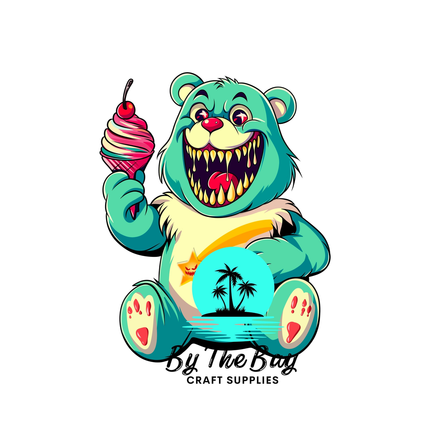 Horror Bear with icecream UVDTF Decal