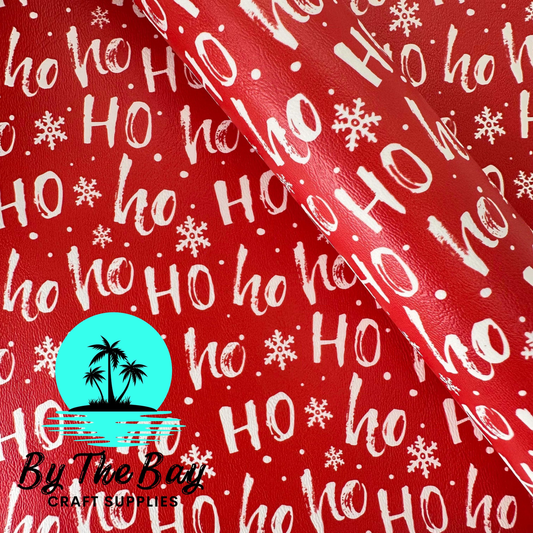 Red HO HO HO Faux Leather