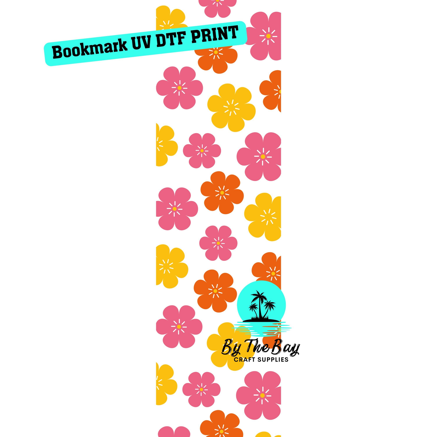 Small pink, yellow, orange flowers Bookmark Decal