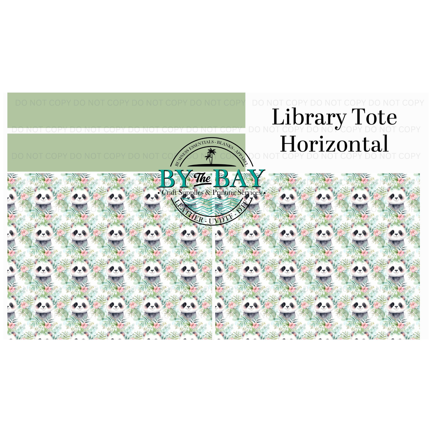 Cute Panda Horizontal Library Tote