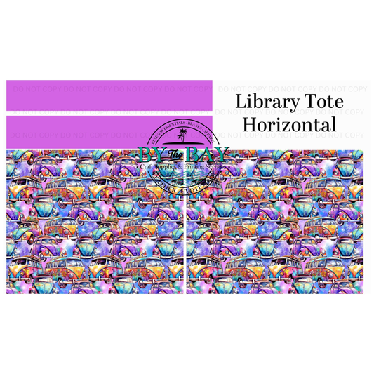 Groovy Cars Horizontal Library Tote