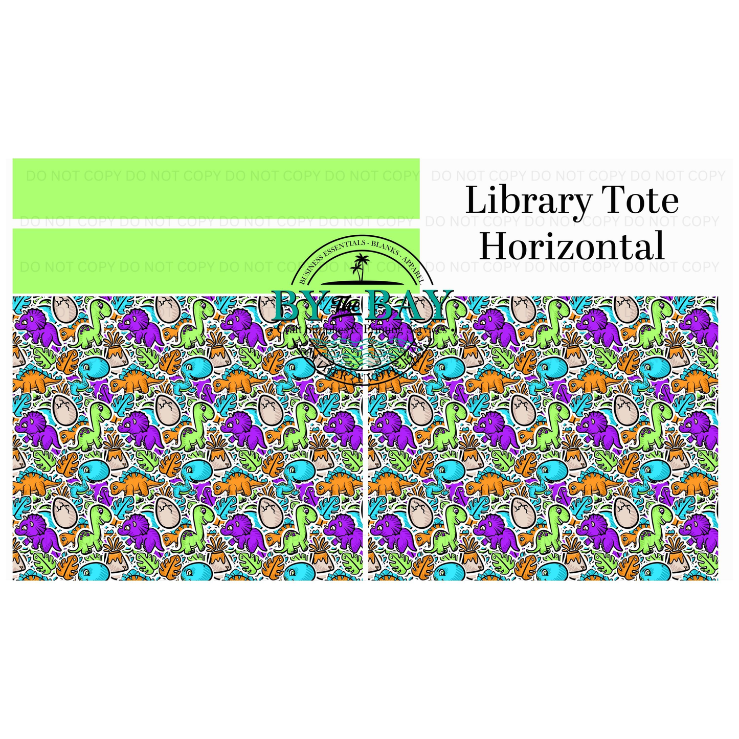 Dino Mashup Horizontal Library Tote