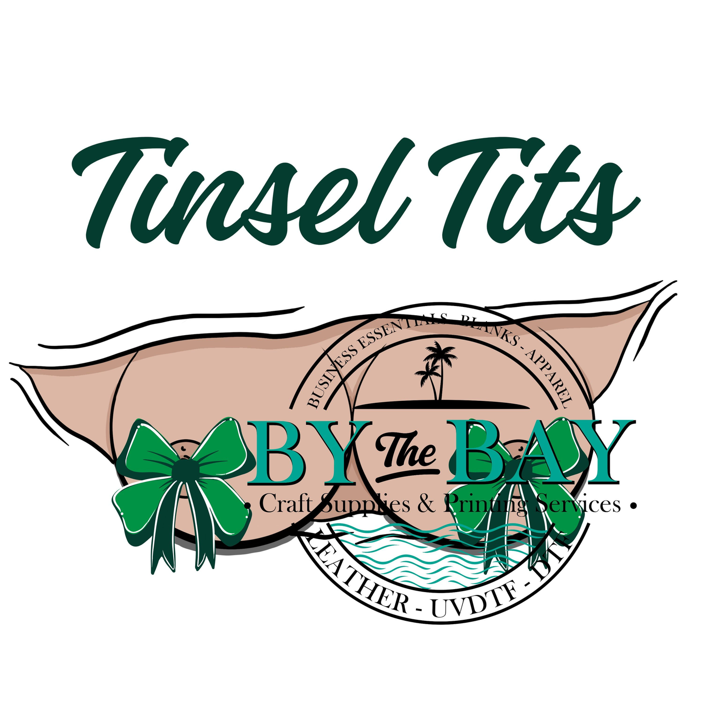 Tinsel Tits coloured green bows UVDTF Decal