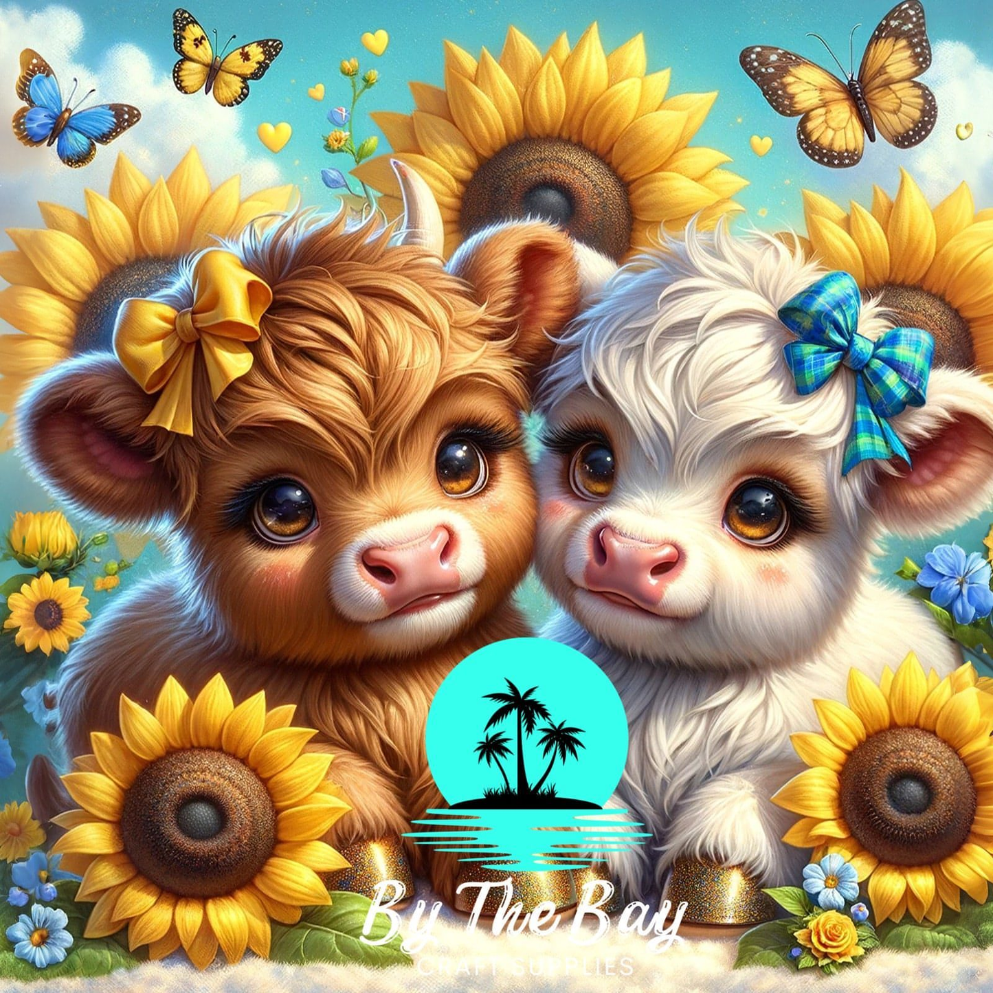 Sunflower duo Highland Cow SUB PRINT