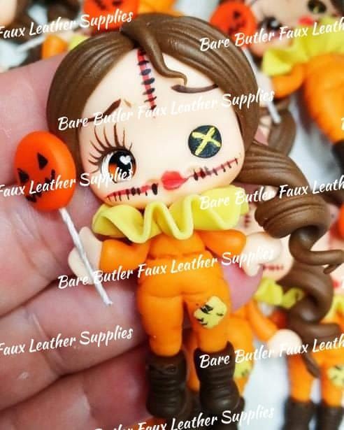 Orange Clown with Pumpkin Balloon -  Available to pre order - All Pre orders will be honored after closure date :) - Bare Butler Faux Leather Supplies 