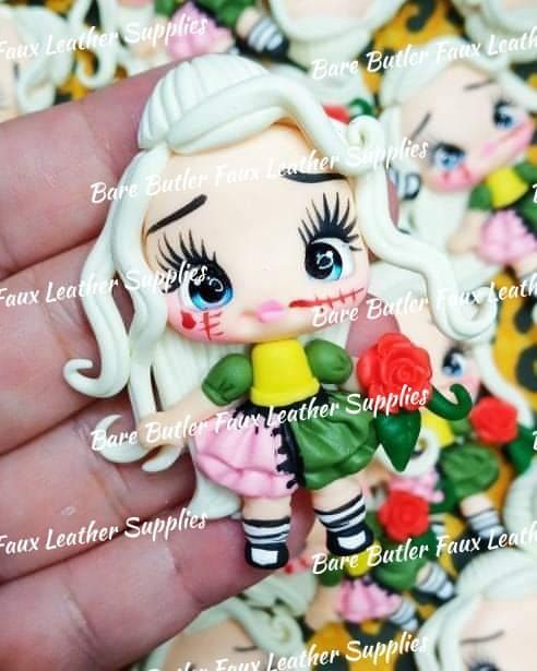 Girl white hair and Red Rose -  Available to pre order - All Pre orders will be honored after closure date :) - Bare Butler Faux Leather Supplies 