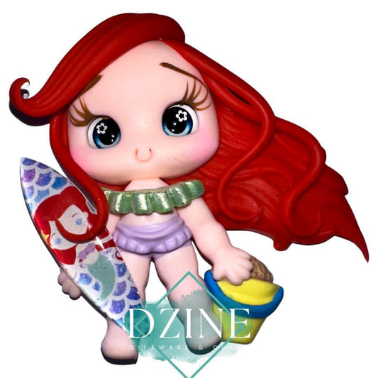 Red hair mermaid surfer