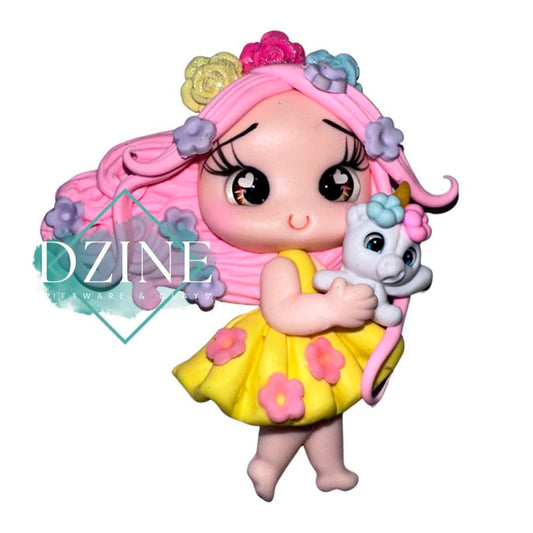 Girl Holding Unicorn Pink Hair