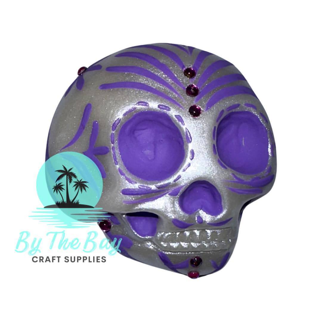 Silver sugar skull Purple