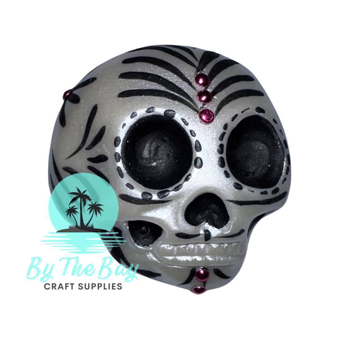 Silver sugar skull Black