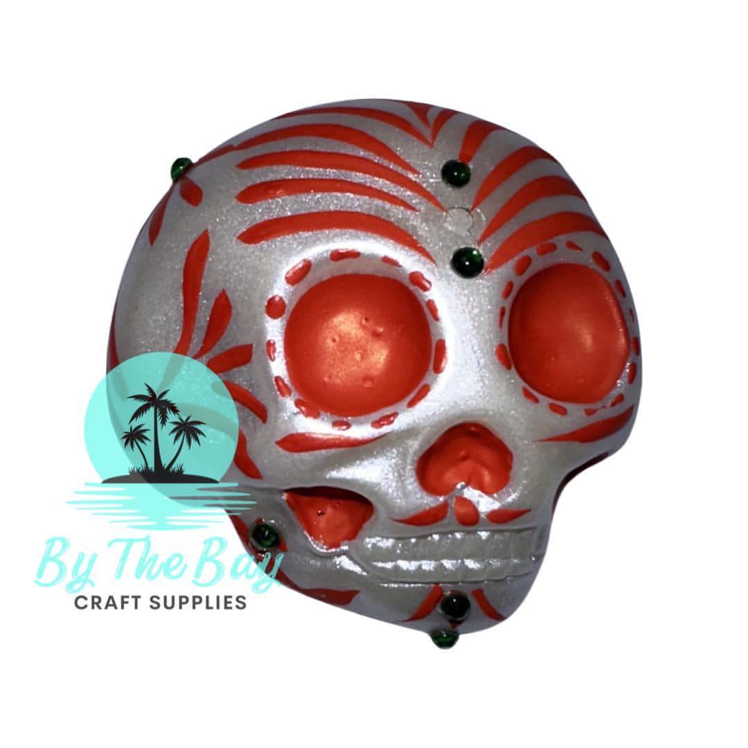 Silver sugar skull Red