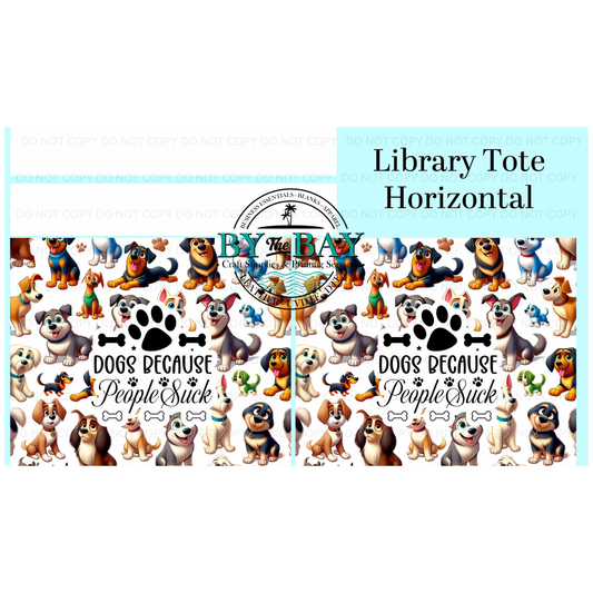 Dogs Horizontal Library Tote