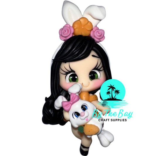 Easter girl dark hair orange