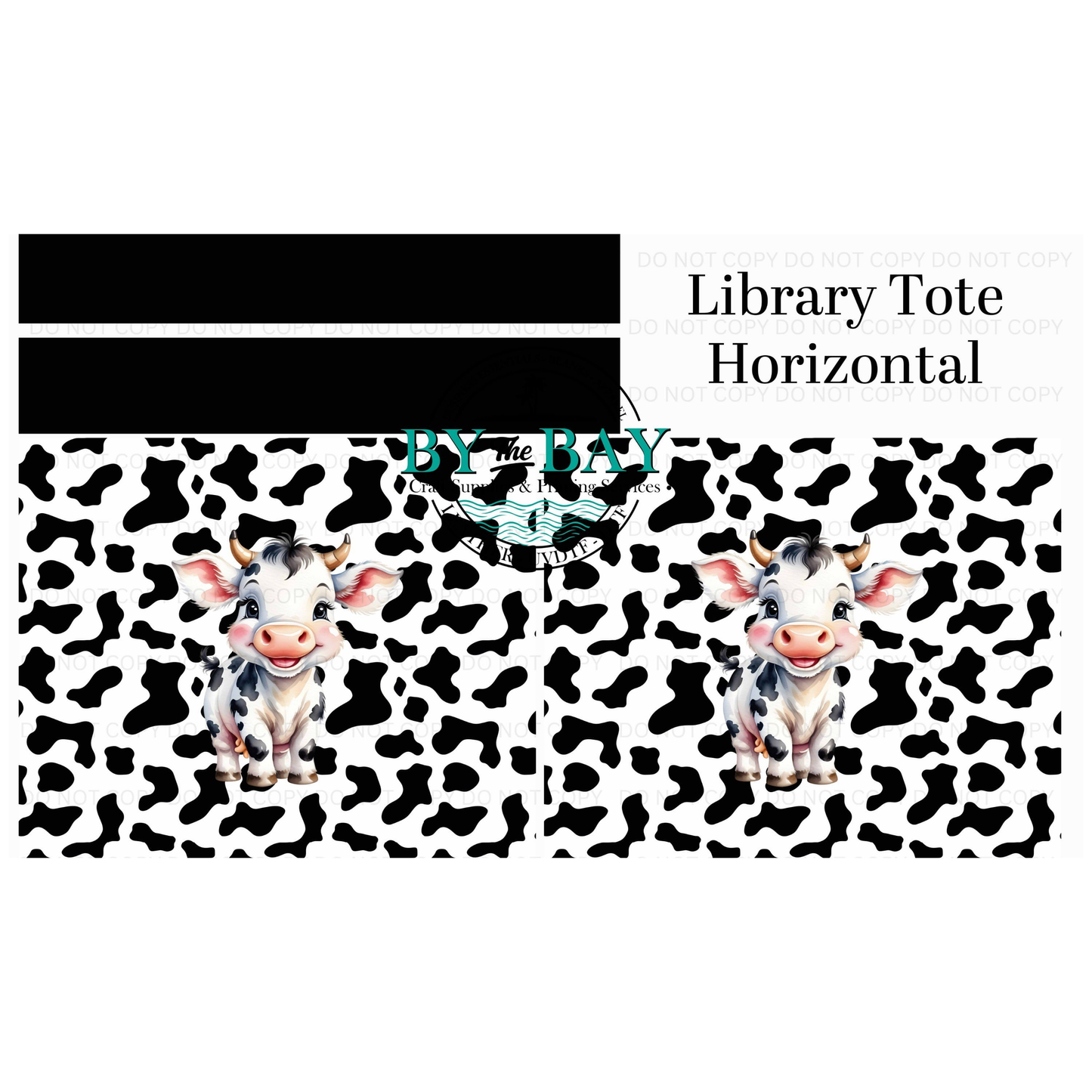 Cow Horizontal Library Tote