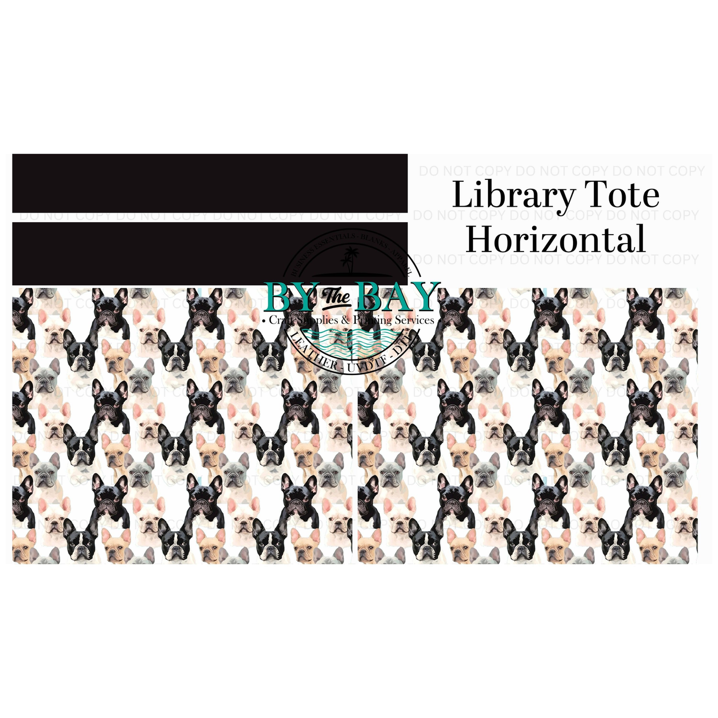 Frenchie Horizontal Library Tote