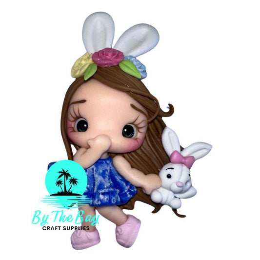 Easter girl blue dress bunny