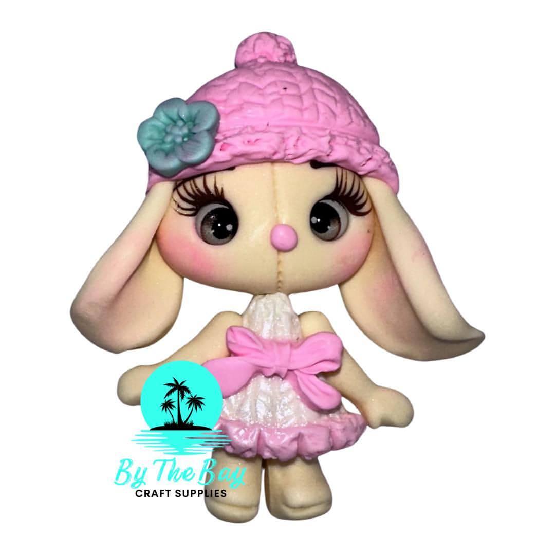 Bunny with pink beanie