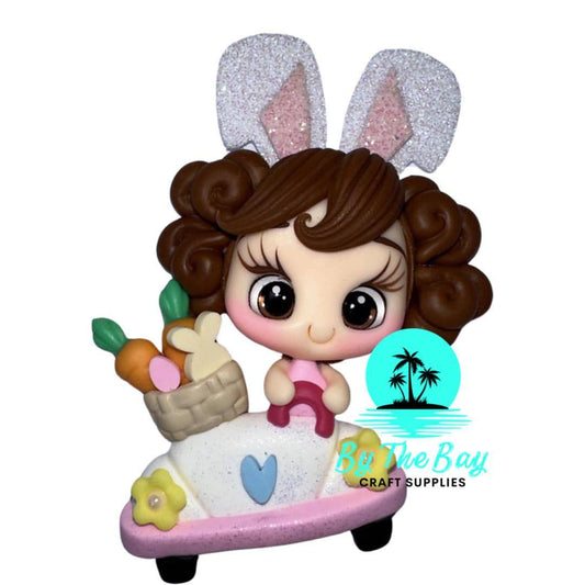 Easter girl in white car