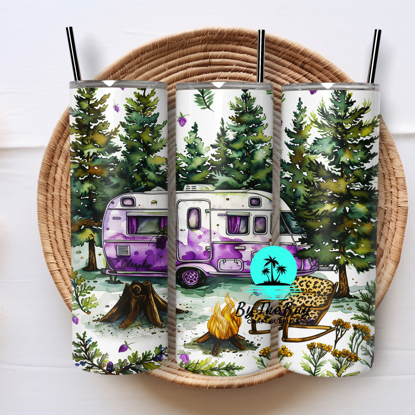 Camping Purple 20oz Tumbler SUB PRINT