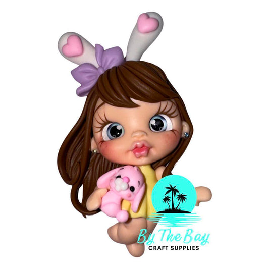 Easter girl with pink bunny