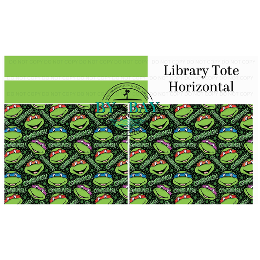 Turtles Horizontal Library Tote