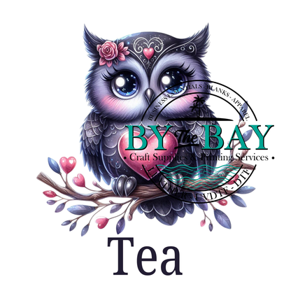 Heart Owl Dark Tea/Coffee/Sugar uv decal