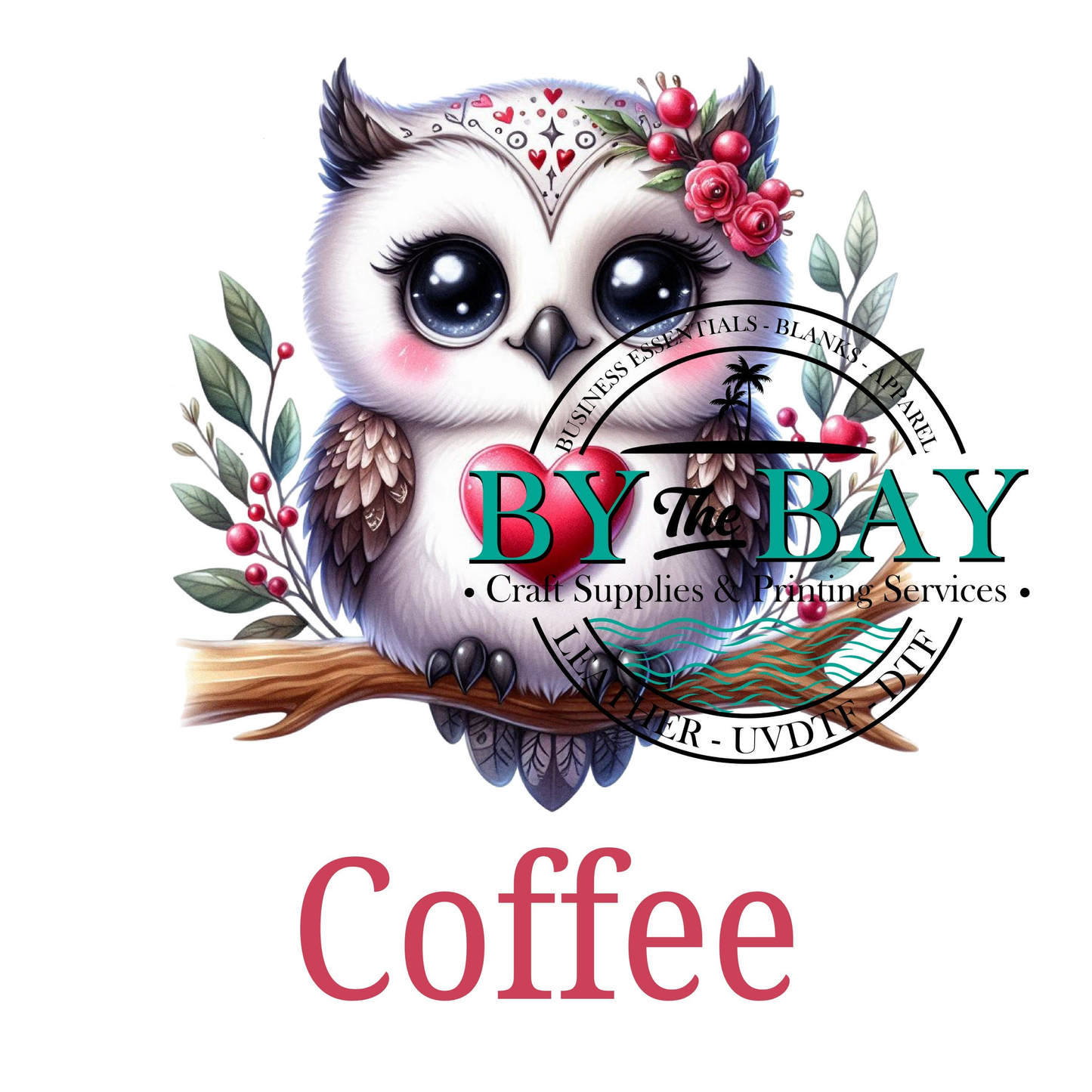 Heart Owl light Tea/Coffee/Sugar uv decal