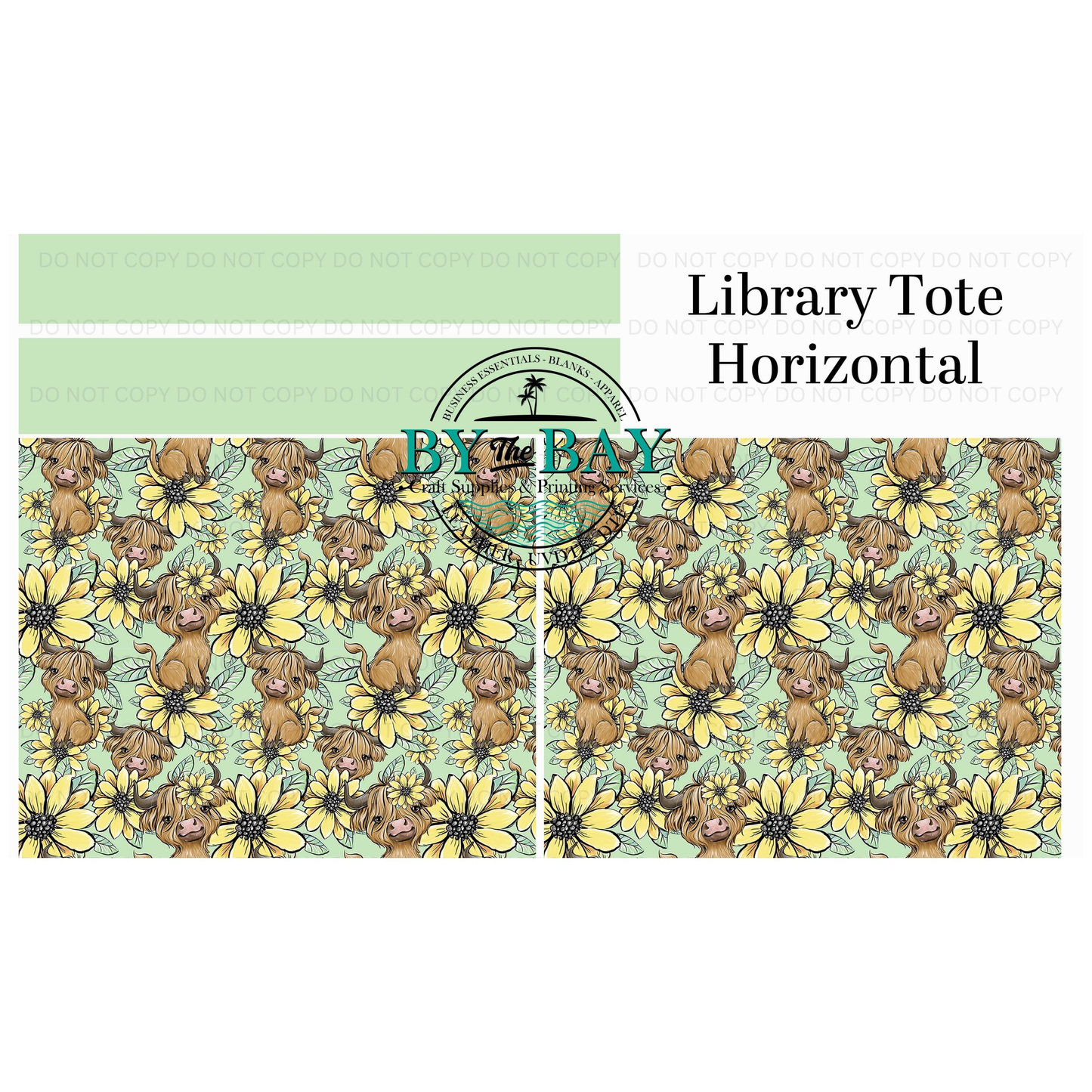 Sunflower Highland Horizontal Library Tote