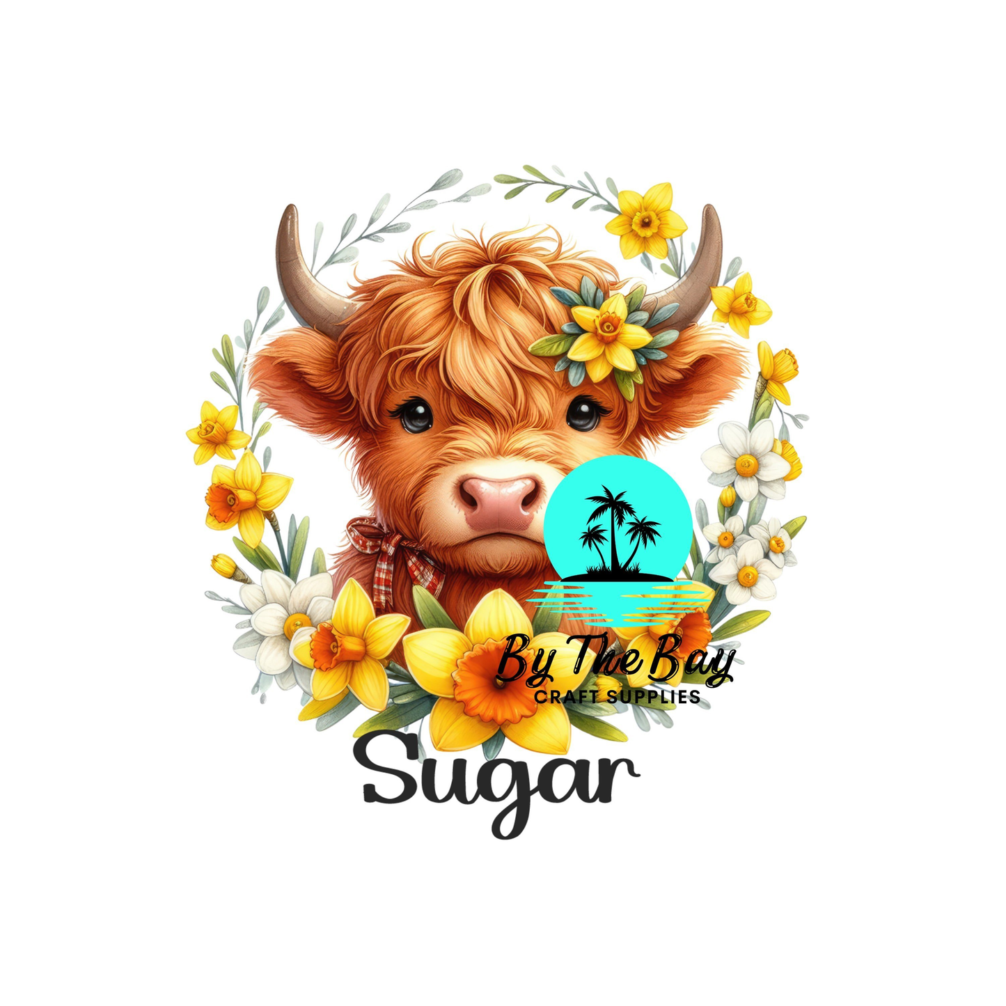 Highland Cow Daffodil Tea/Coffee/Sugar uv decal