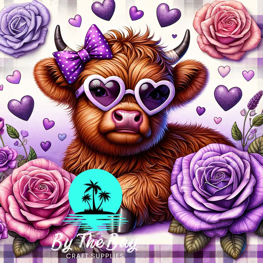 Love heart sunglasses Highland Cow SUB PRINT