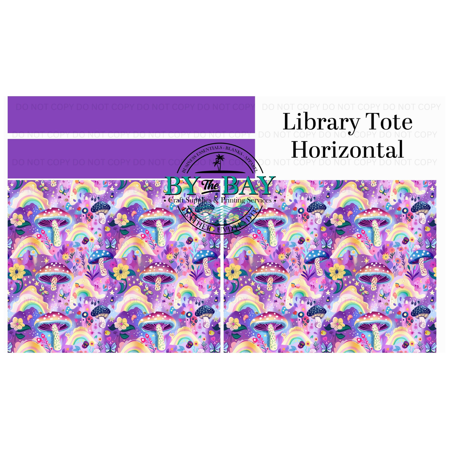 Purple Mushies Horizontal Library Tote