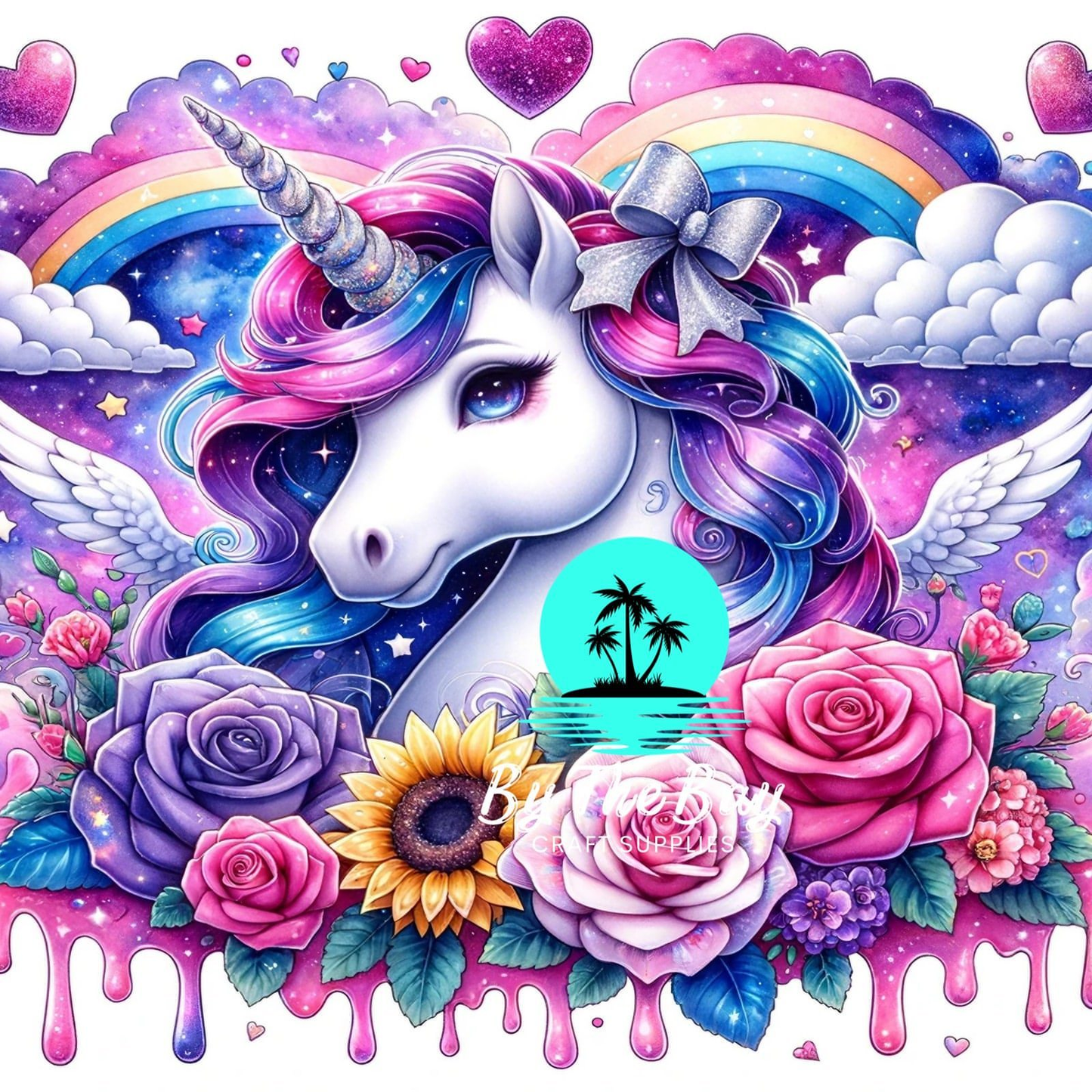 Unicorn purple & 2 rainbows SUB PRINT