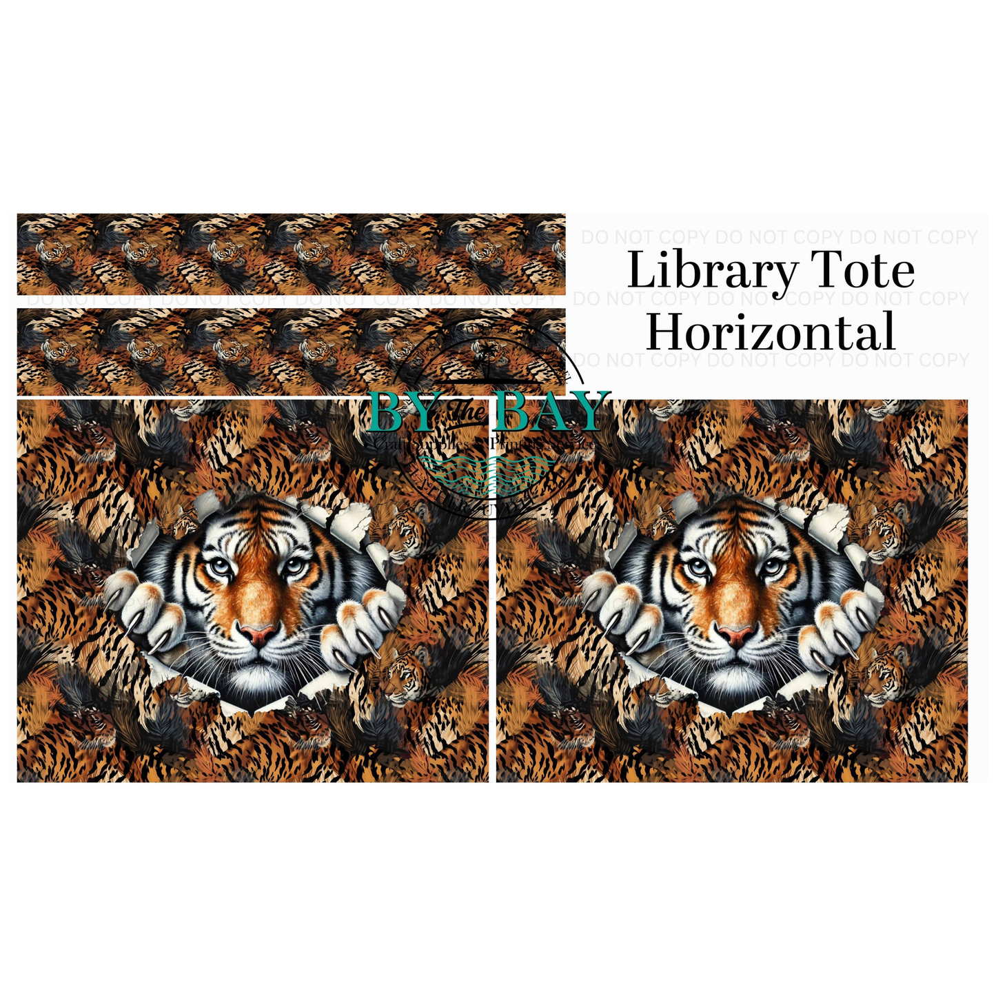 Peeking Tiger Horizontal Library Tote