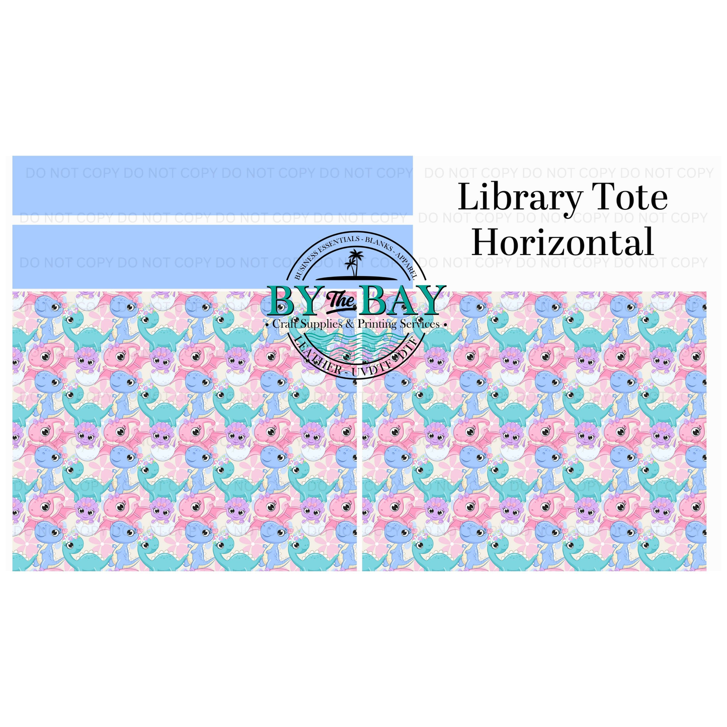 Girl Dino Horizontal Library Tote